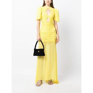 De La Vali Olympia Gown in Yellow UK 6 US 2 Womens Long Chiffon Maxi Dress